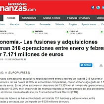 Las fusiones y adquisiciones suman 318 operaciones entre enero y febrero por 7.171 millones de euros